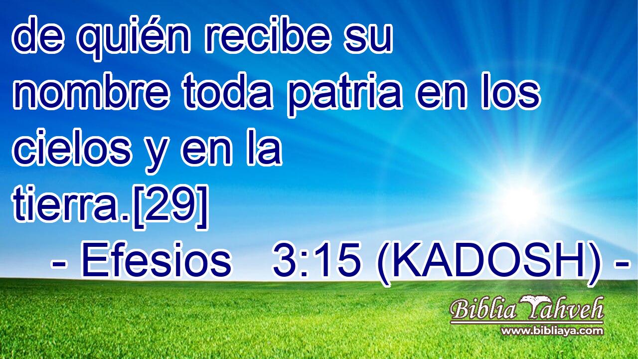  de quién recibe su nombre toda patria en los cielos y en la tierra.[29] 