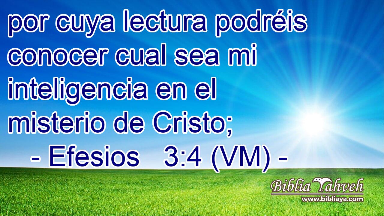  por cuya lectura podréis conocer cual sea mi inteligencia en el misterio de Cristo; 