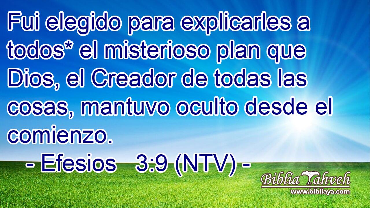 Fui elegido para explicarles a todos* el misterioso plan que Dios, el Creador de todas las cosas, mantuvo oculto desde el comienzo.
