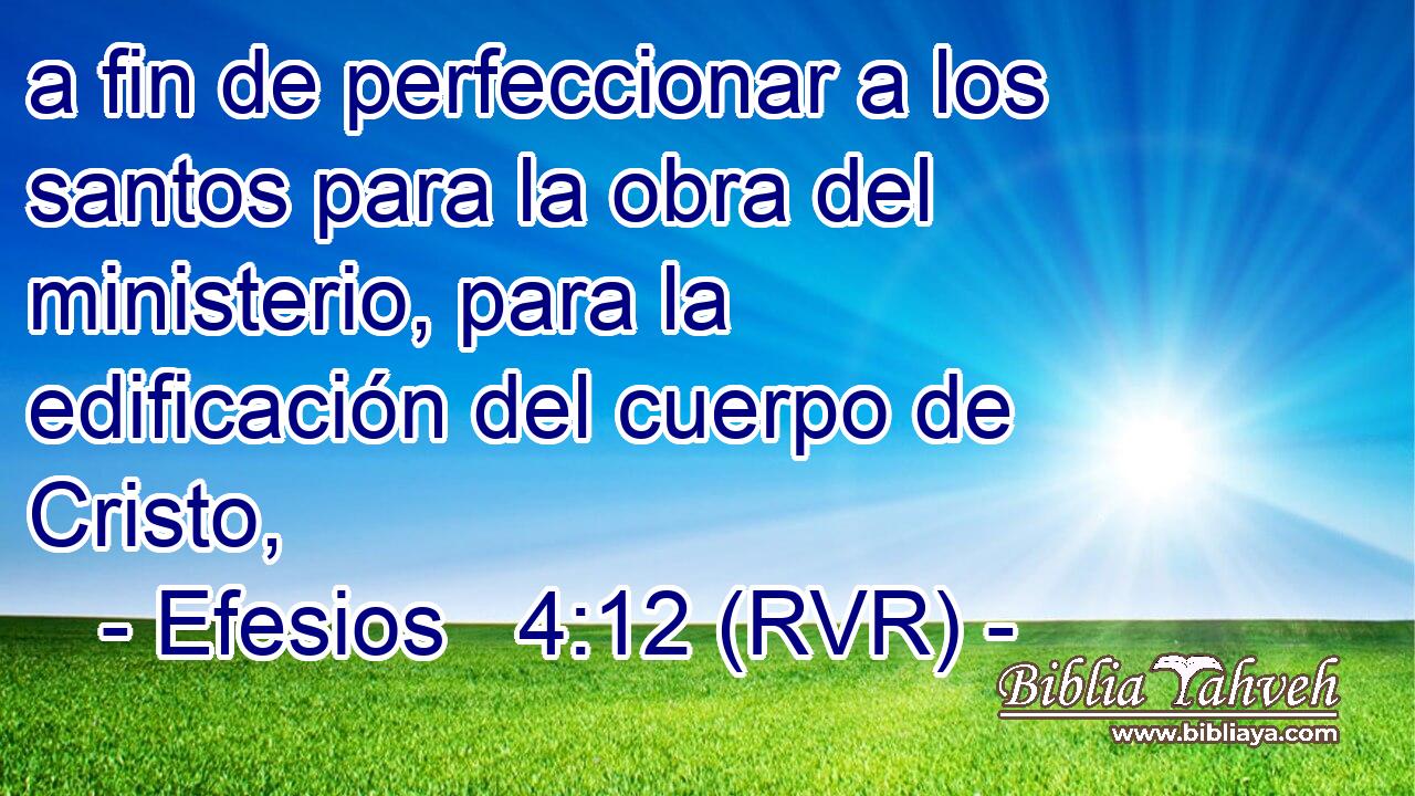 a fin de perfeccionar a los santos para la obra del ministerio, para la edificación del cuerpo de Cristo,
