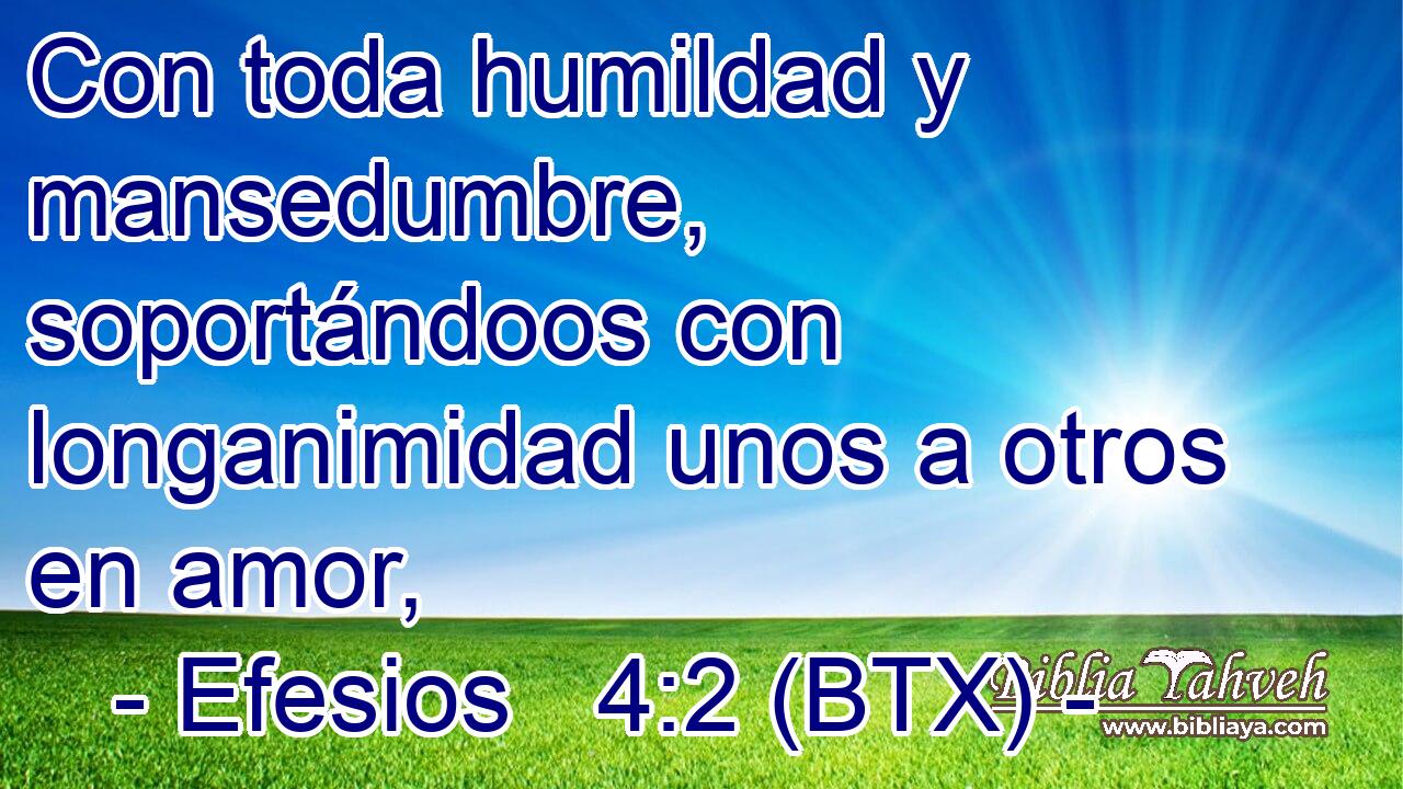 Con toda humildad y mansedumbre, soportándoos con longanimidad unos a otros en amor,