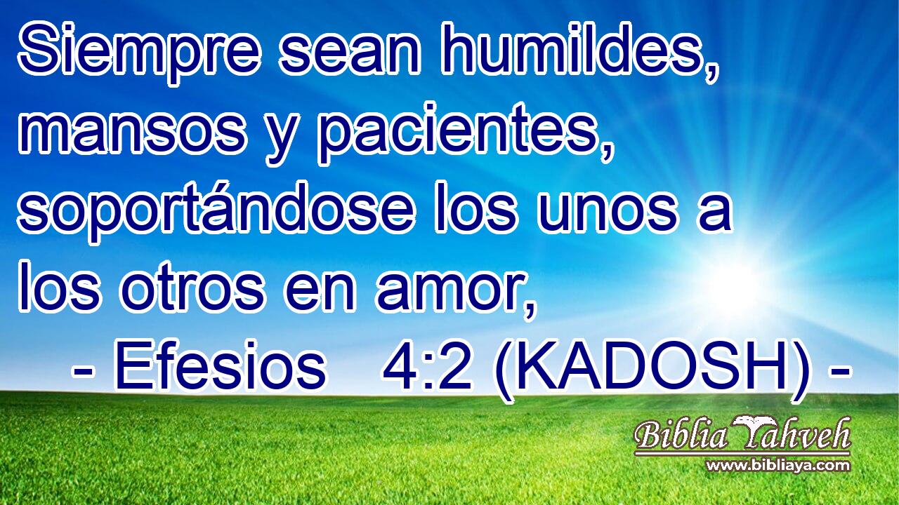  Siempre sean humildes, mansos y pacientes, soportándose los unos a los otros en amor, 