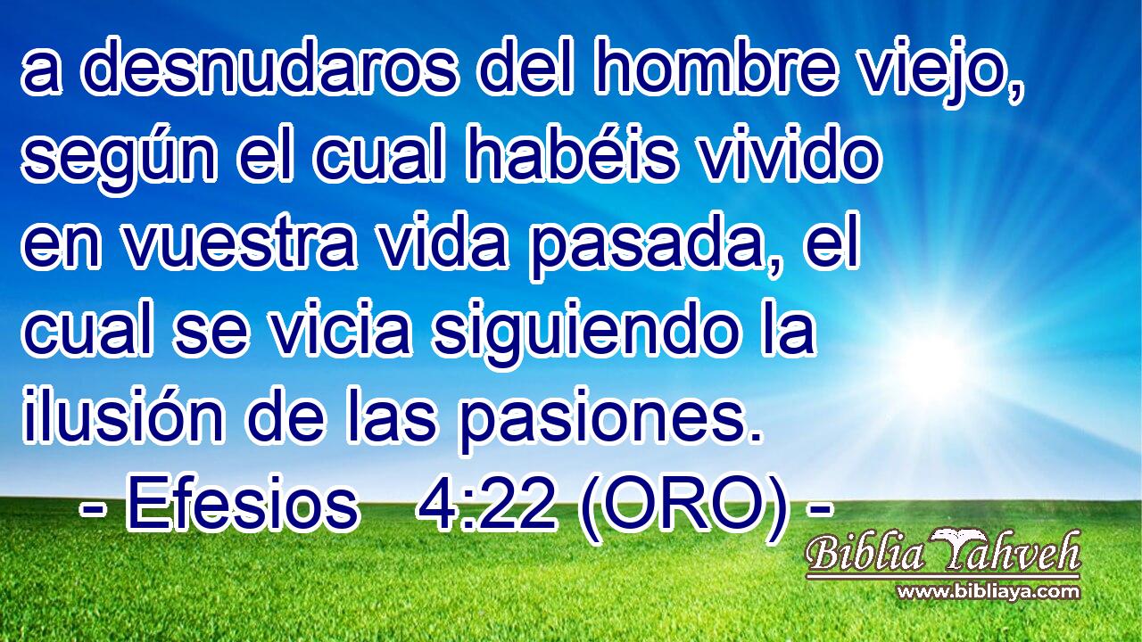  a desnudaros del hombre viejo, según el cual habéis vivido en vuestra vida pasada, el cual se vicia siguiendo la ilusión de las pasiones. 