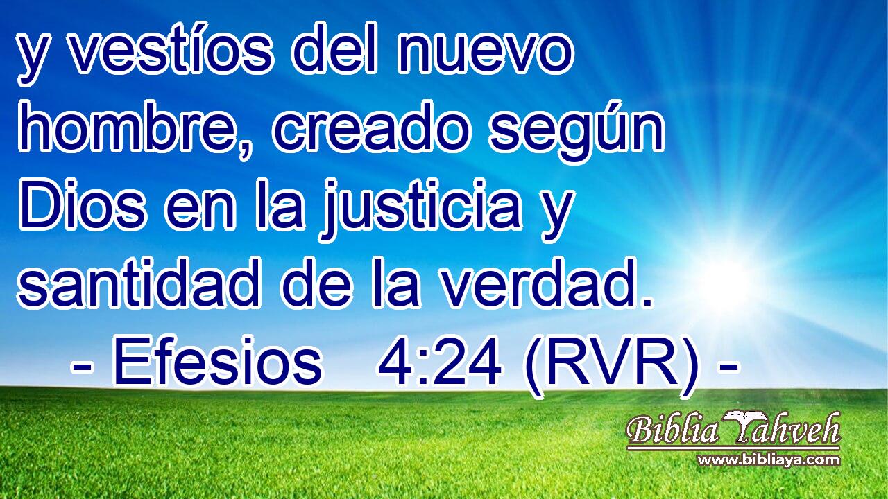 y vestíos del nuevo hombre, creado según Dios en la justicia y santidad de la verdad.