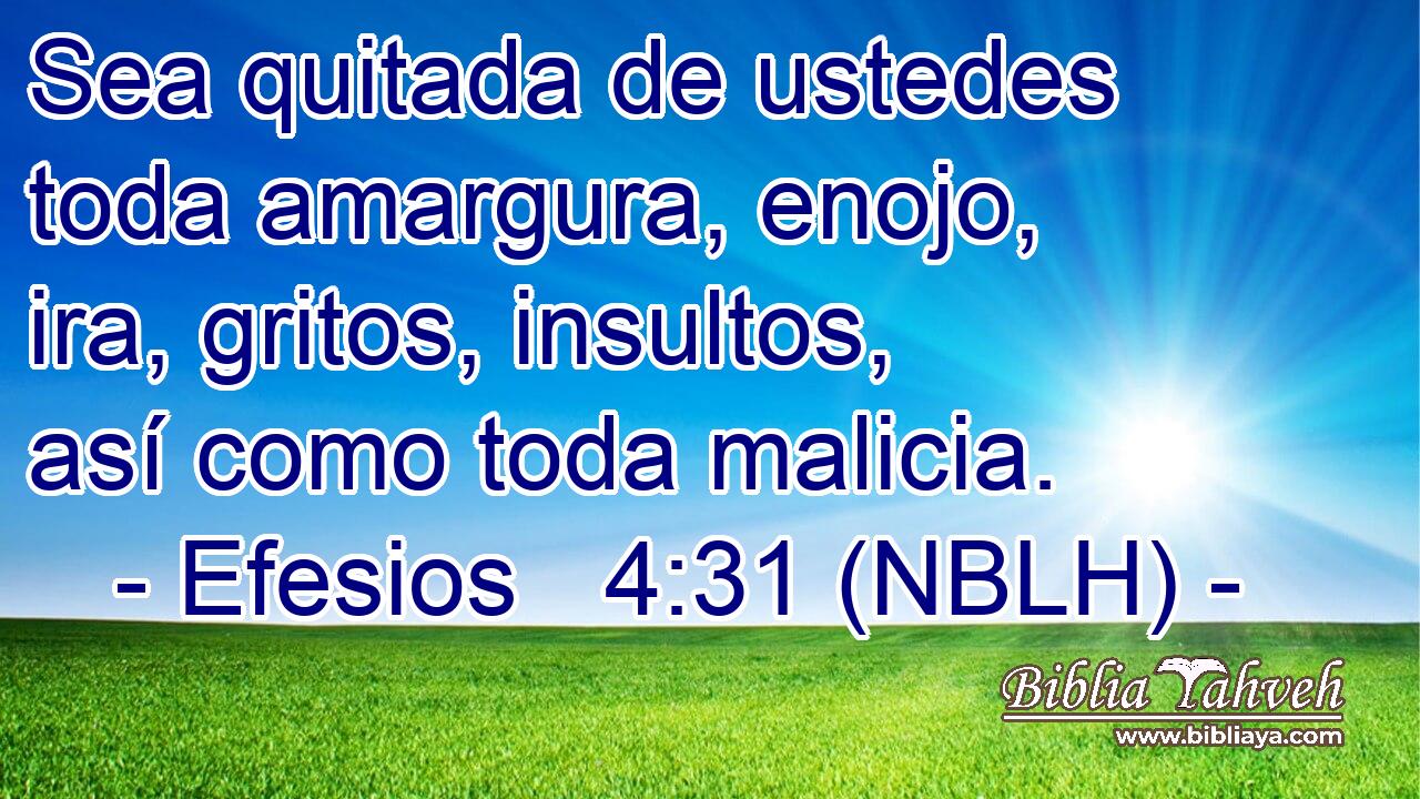  Sea quitada de ustedes toda amargura, enojo, ira, gritos, insultos, así como toda malicia. 