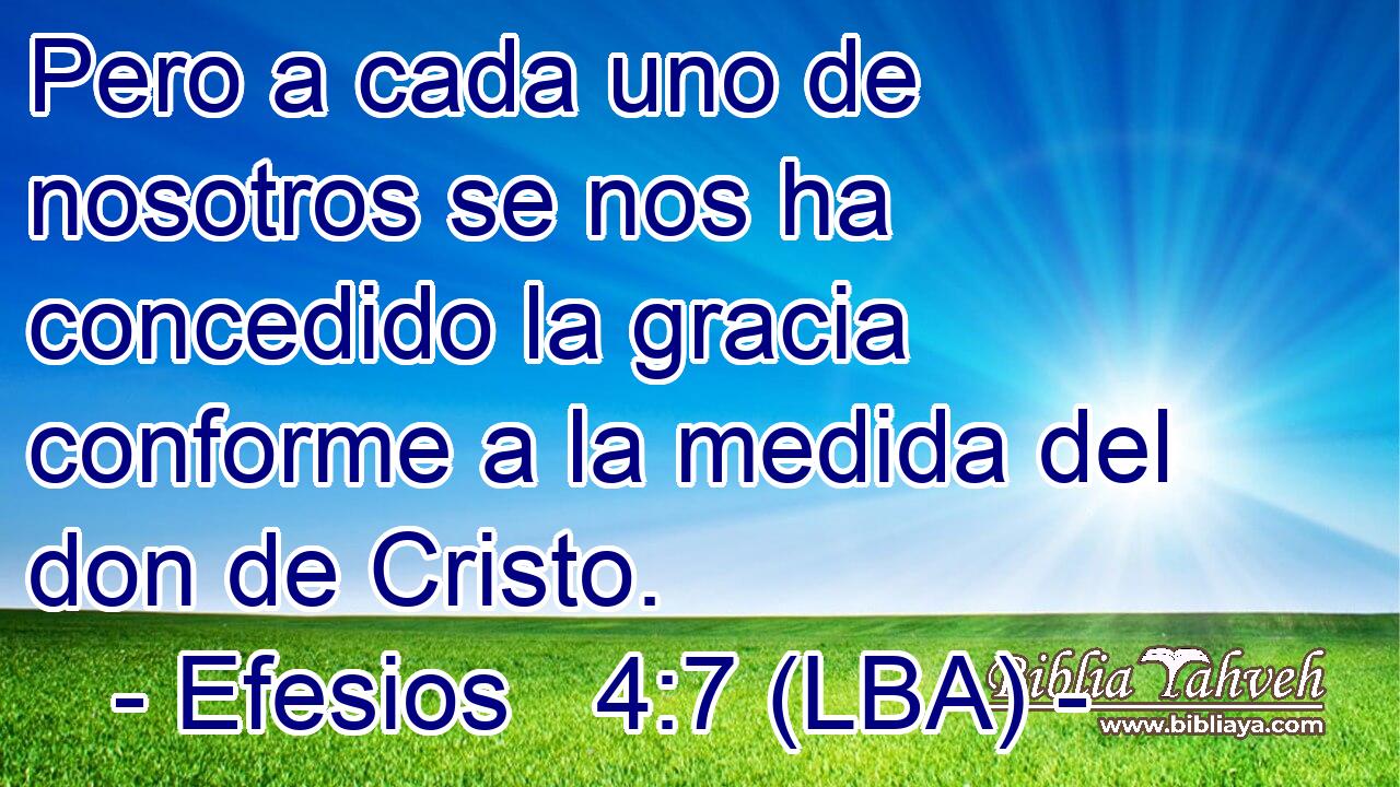 Pero a cada uno de nosotros se nos ha concedido la gracia conforme a la medida del don de Cristo.