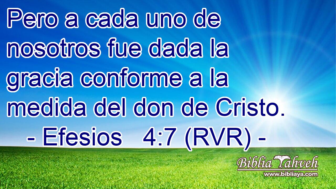 Pero a cada uno de nosotros fue dada la gracia conforme a la medida del don de Cristo.