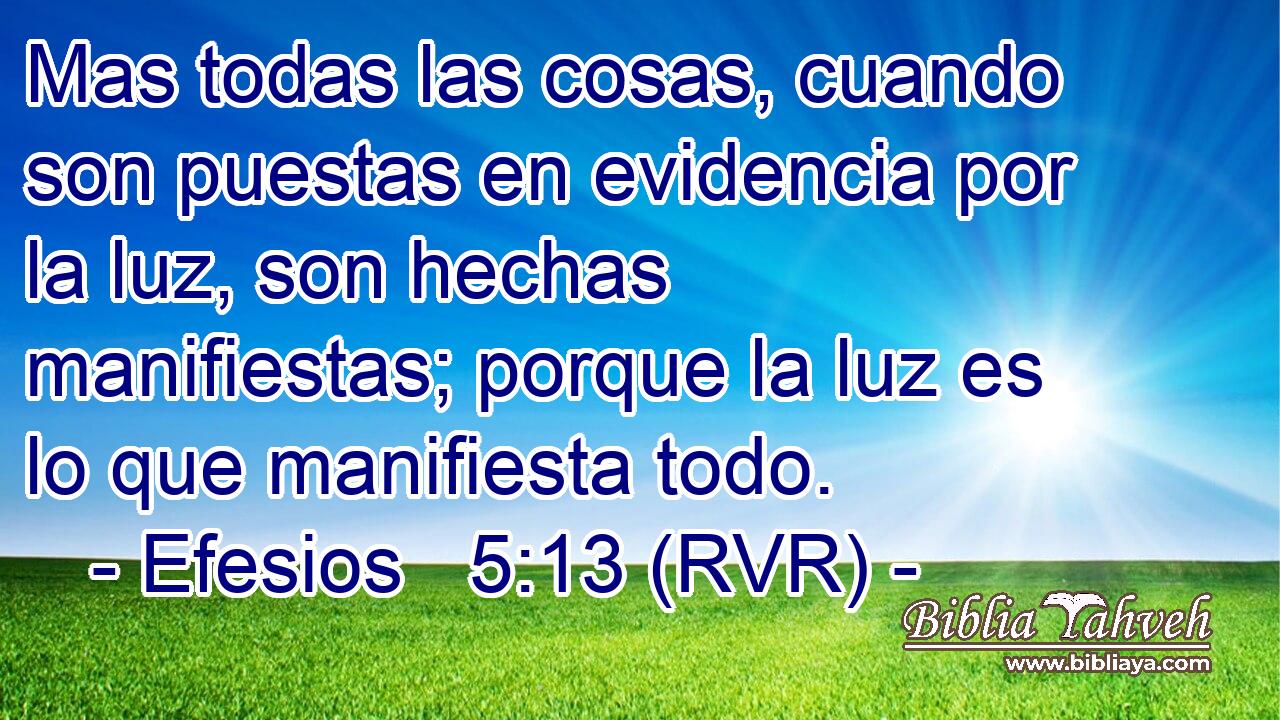 Mas todas las cosas, cuando son puestas en evidencia por la luz, son hechas manifiestas; porque la luz es lo que manifiesta todo.