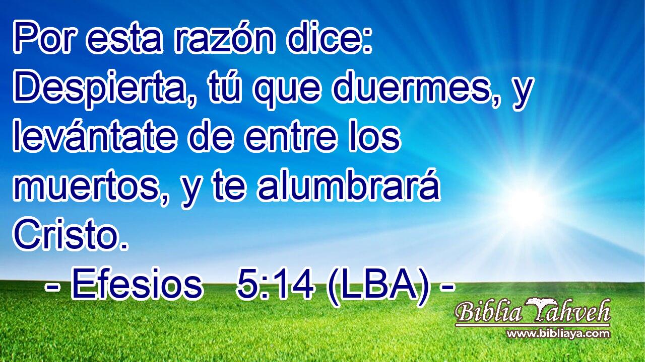 Por esta razón dice: Despierta, tú que duermes, y levántate de entre los muertos, y te alumbrará Cristo.