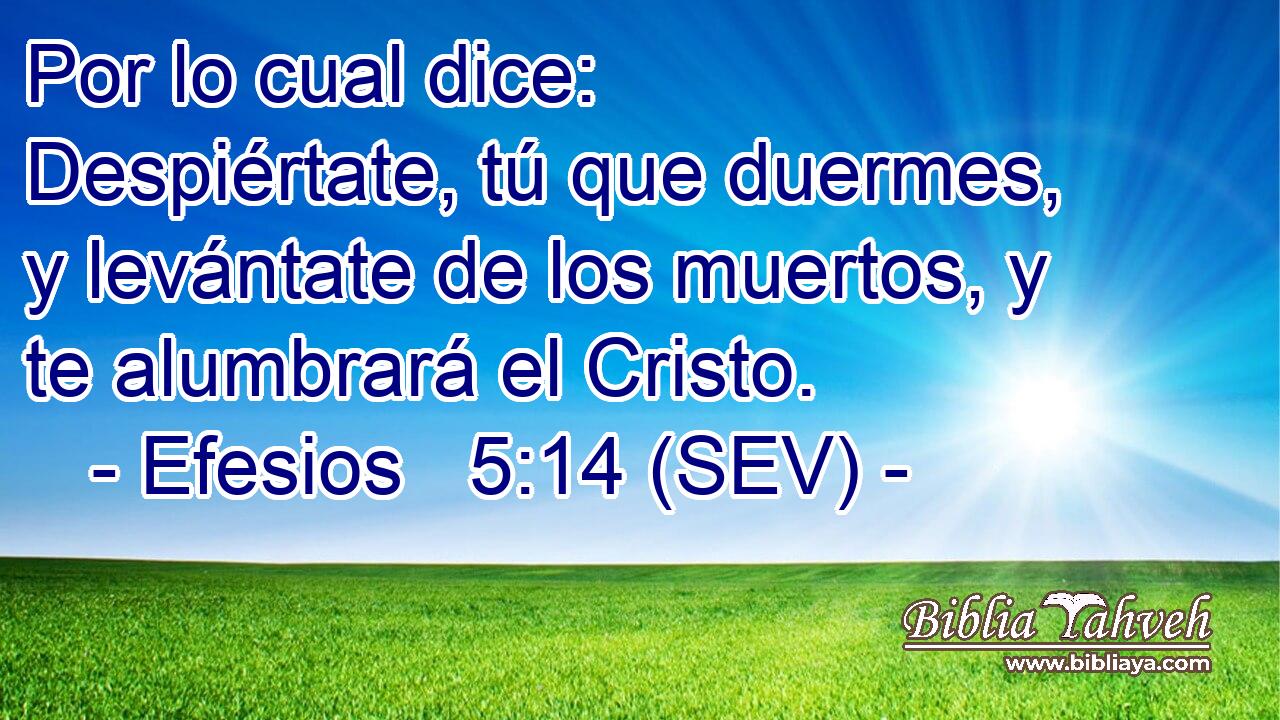 Por lo cual dice: Despiértate, tú que duermes, y levántate de los muertos, y te alumbrará el Cristo.