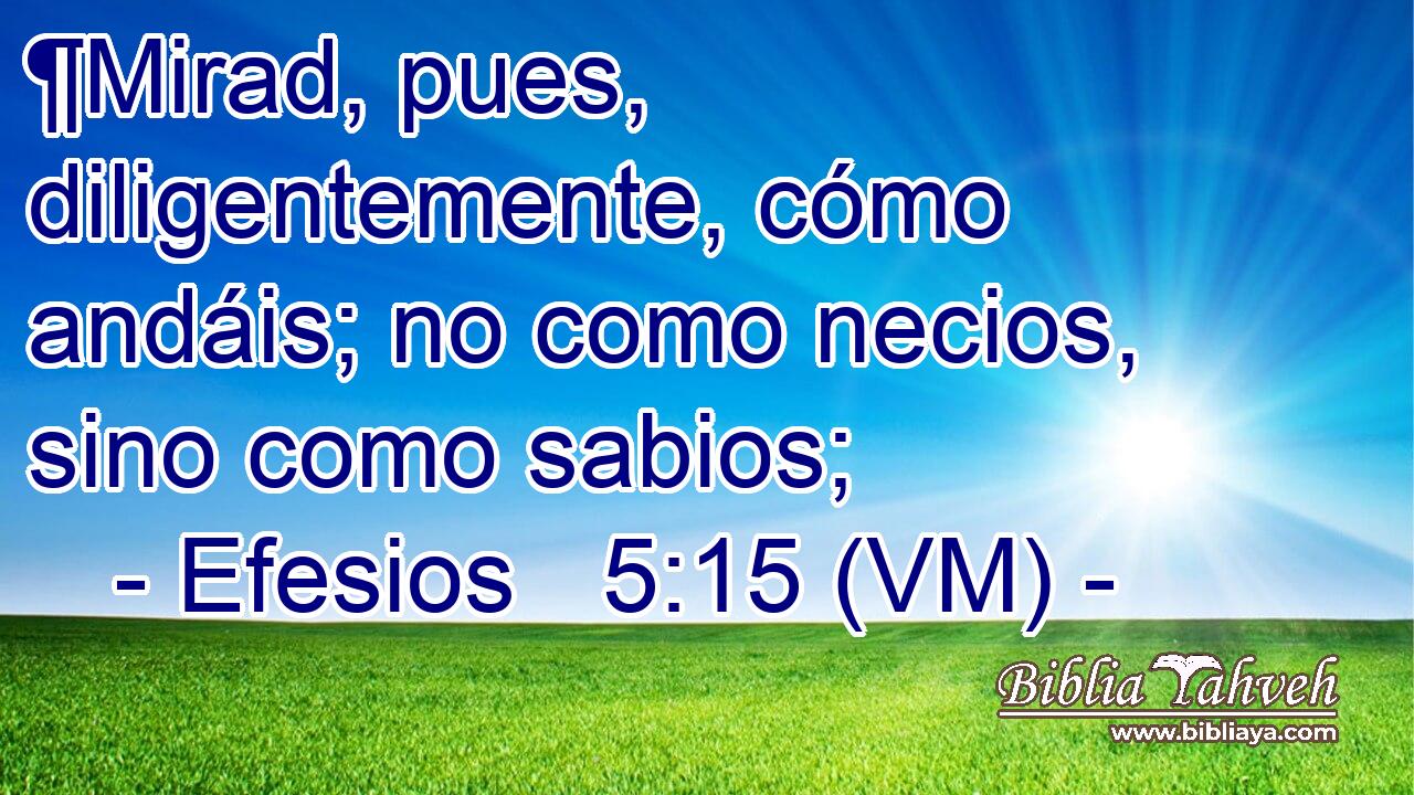  ¶Mirad, pues, diligentemente, cómo andáis; no como necios, sino como sabios; 