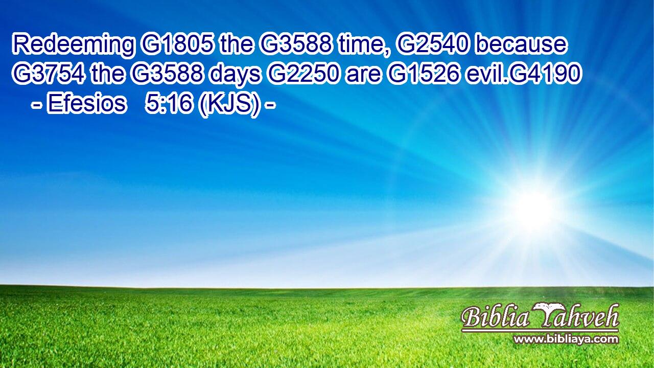 Redeeming G1805 the G3588 time, G2540 because G3754 the G3588 days G2250 are G1526 evil.G4190