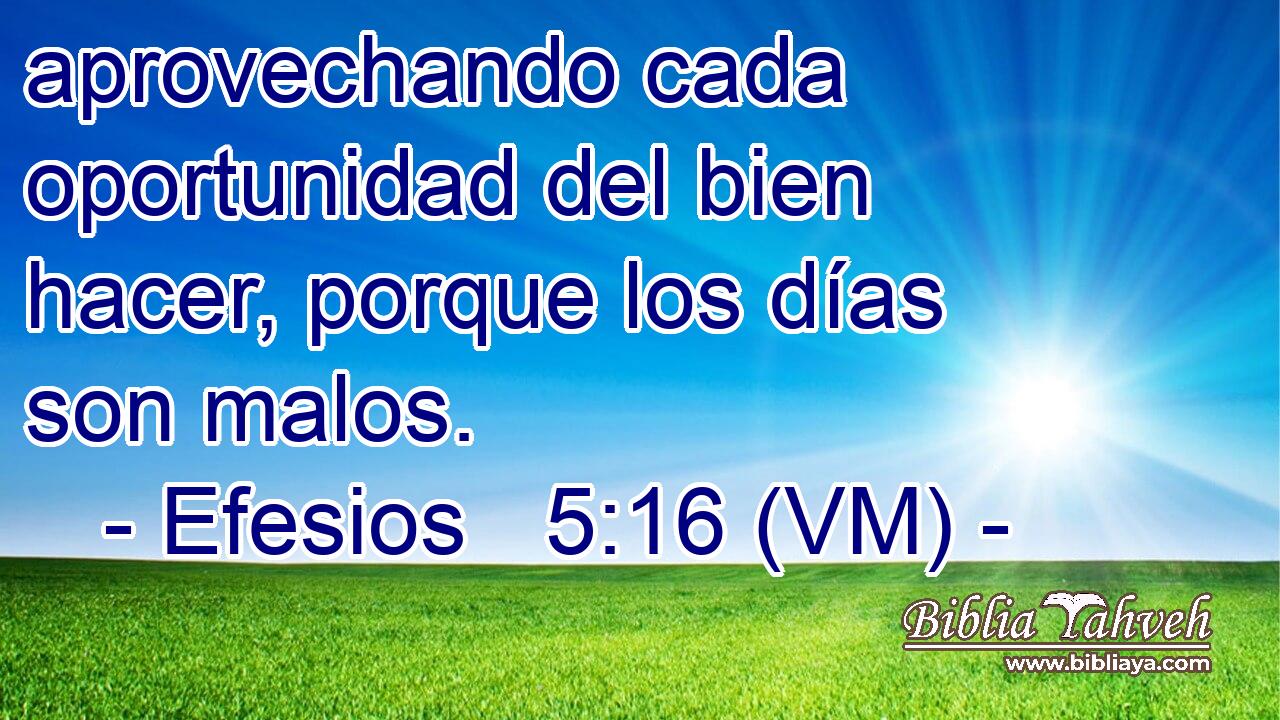 aprovechando cada oportunidad del bien hacer, porque los días son malos. 
