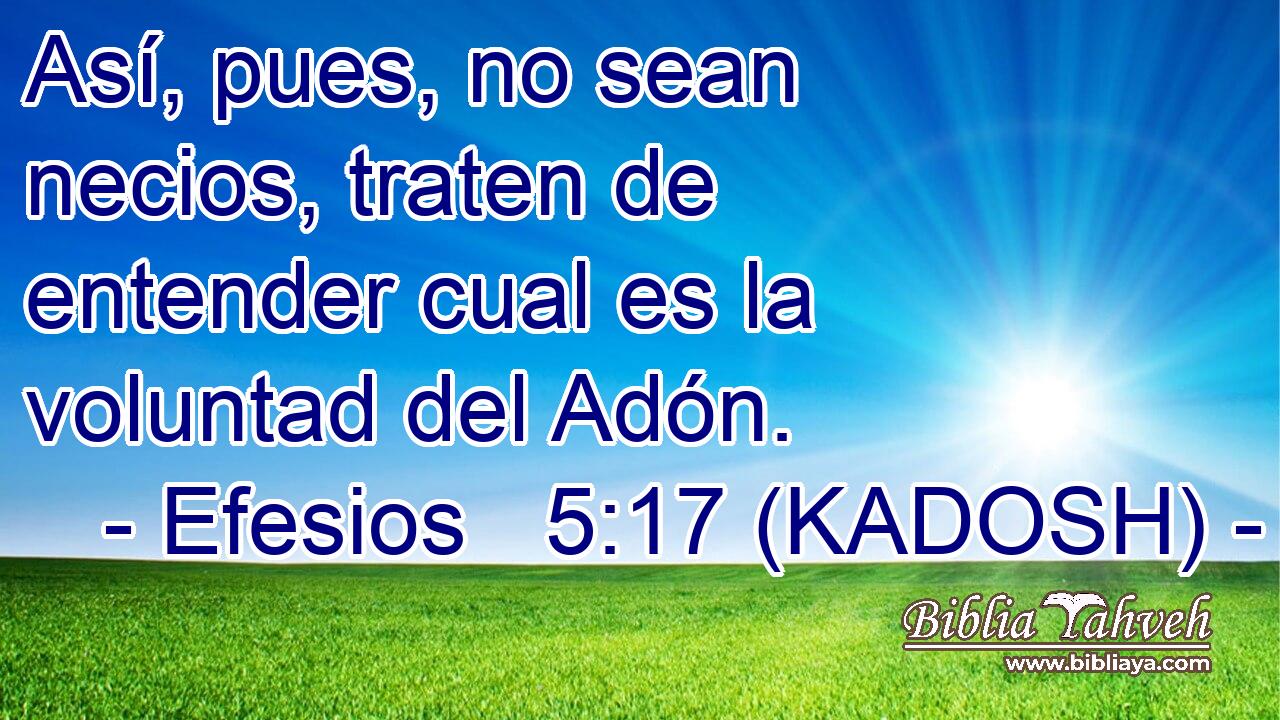  Así, pues, no sean necios, traten de entender cual es la voluntad del Adón. 