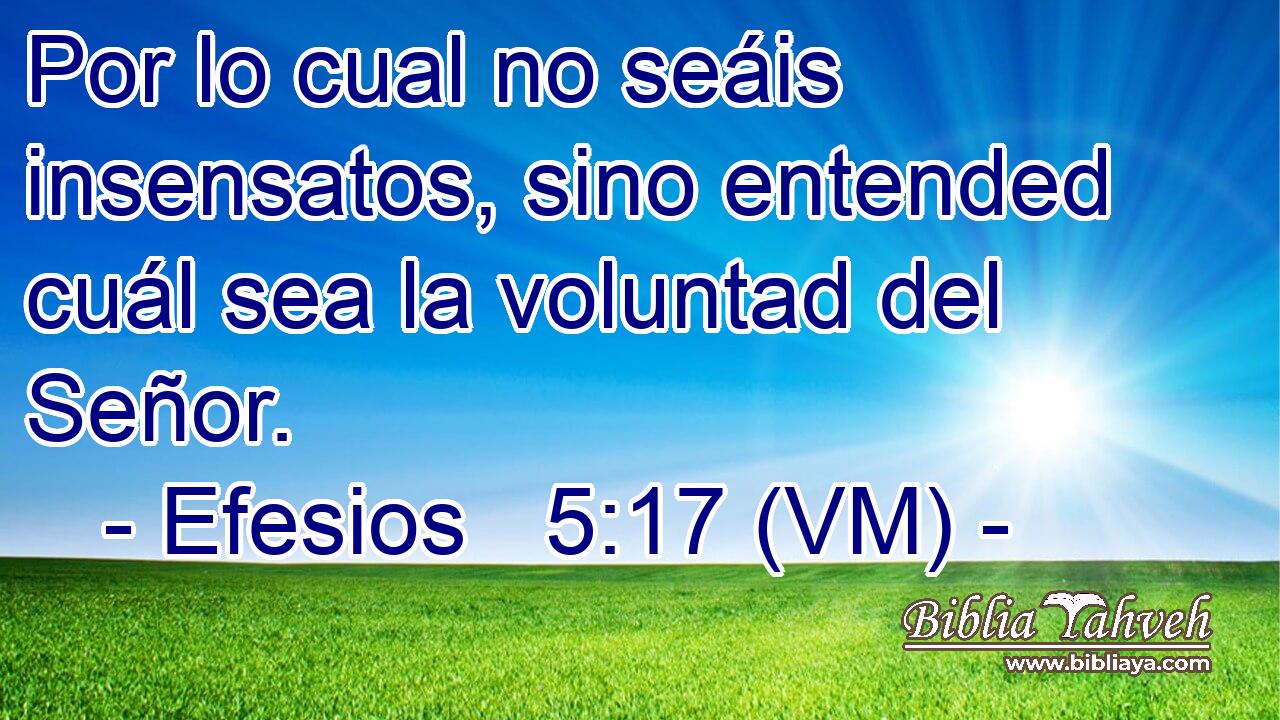  Por lo cual no seáis insensatos, sino entended cuál sea la voluntad del Señor. 