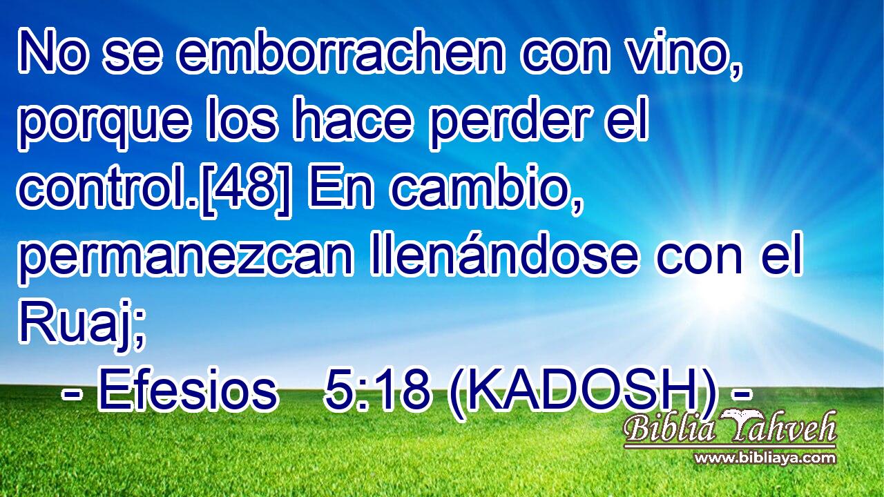 No se emborrachen con vino, porque los hace perder el control.[48] En cambio, permanezcan llenándose con el Ruaj; 