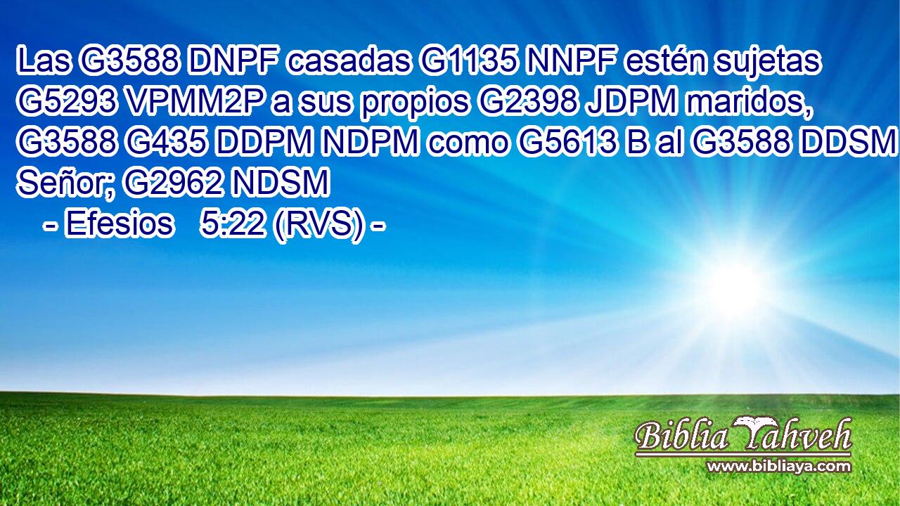 Las G3588 DNPF casadas G1135 NNPF estén sujetas G5293 VPMM2P a sus propios G2398 JDPM maridos, G3588 G435 DDPM NDPM como G5613 B al G3588 DDSM Señor; G2962 NDSM 