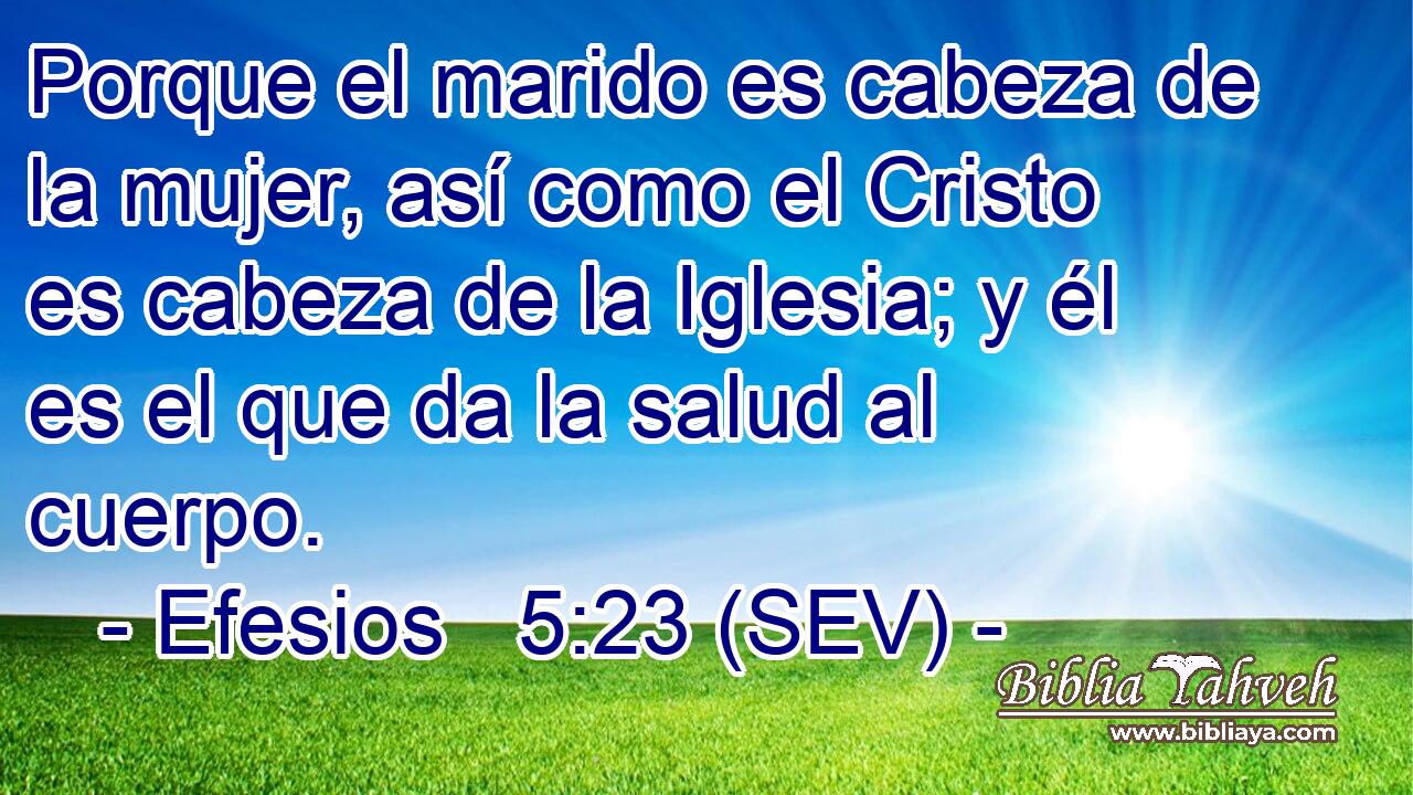 Porque el marido es cabeza de la mujer, así como el Cristo es cabeza de la Iglesia; y él es el que da la salud al cuerpo.