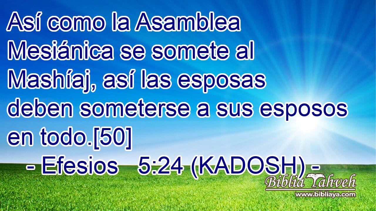  Así como la Asamblea Mesiánica se somete al Mashíaj, así las esposas deben someterse a sus esposos en todo.[50] 