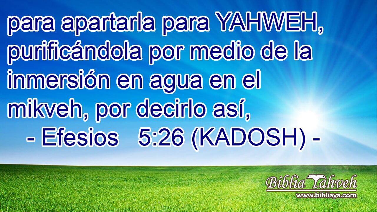  para apartarla para YAHWEH, purificándola por medio de la inmersión en agua en el mikveh, por decirlo así, 