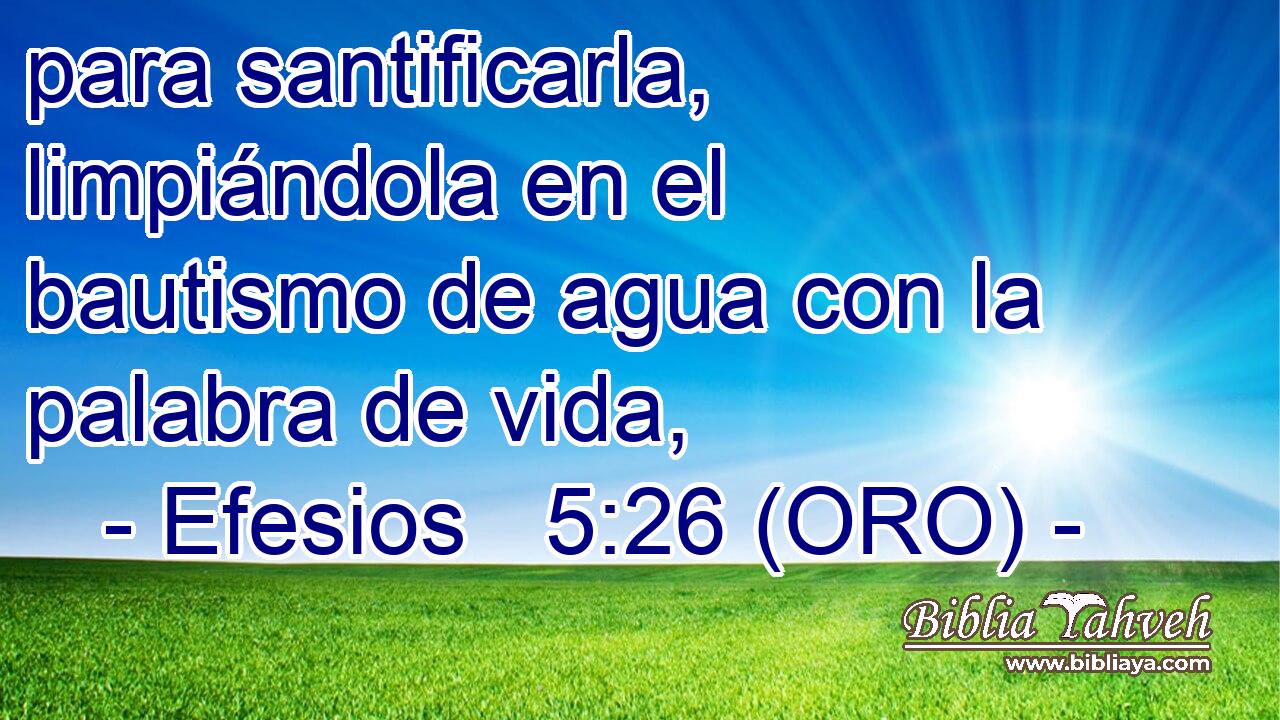  para santificarla, limpiándola en el bautismo de agua con la palabra de vida, 