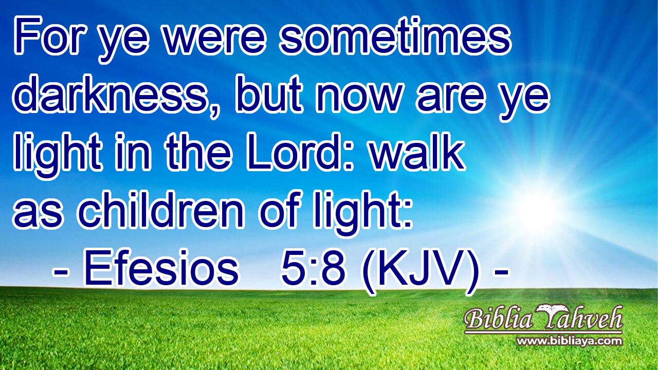 For ye were sometimes darkness, but now are ye light in the Lord: walk as children of light:
