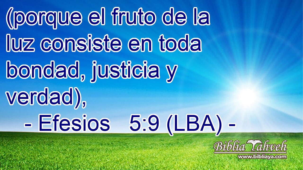 (porque el fruto de la luz consiste en toda bondad, justicia y verdad),