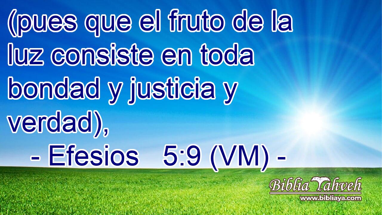  (pues que el fruto de la luz consiste en toda bondad y justicia y verdad), 