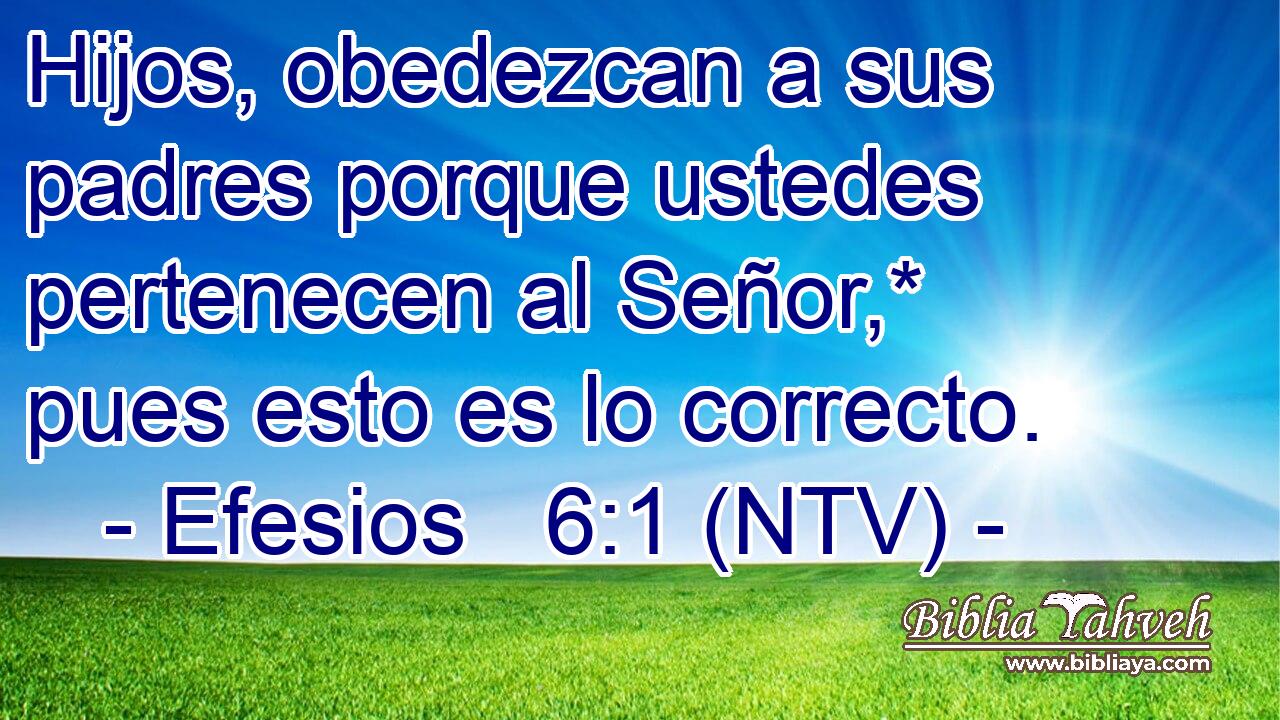 Hijos, obedezcan a sus padres porque ustedes pertenecen al Señor,* pues esto es lo correcto.