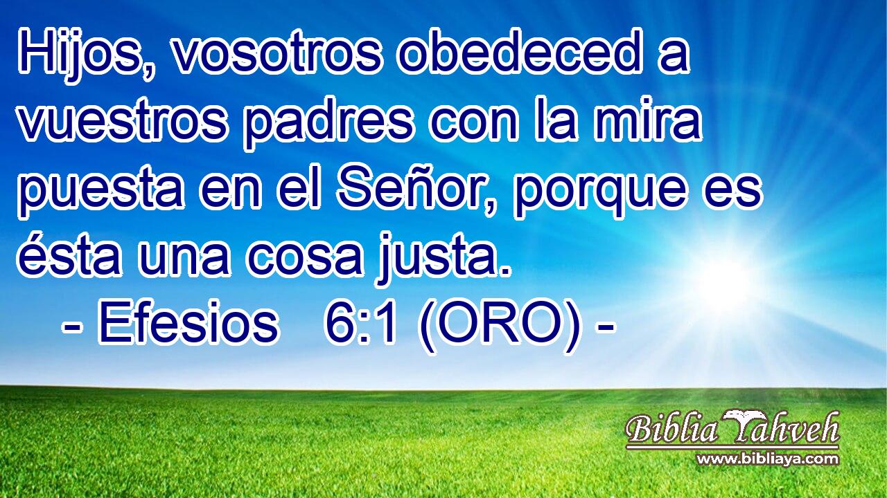  Hijos, vosotros obedeced a vuestros padres con la mira puesta en el Señor, porque es ésta una cosa justa. 
