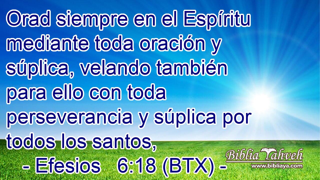 Orad siempre en el Espíritu mediante toda oración y súplica, velando también para ello con toda perseverancia y súplica por todos los santos,