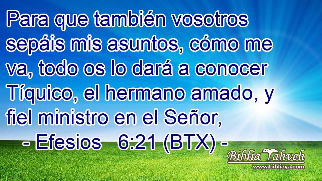 Para que también vosotros sepáis mis asuntos, cómo me va, todo os lo dará a conocer Tíquico, el hermano amado, y fiel ministro en el Señor,