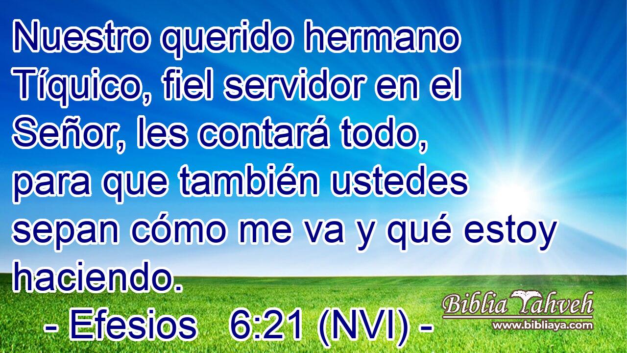  Nuestro querido hermano Tíquico, fiel servidor en el Señor, les contará todo, para que también ustedes sepan cómo me va y qué estoy haciendo. 