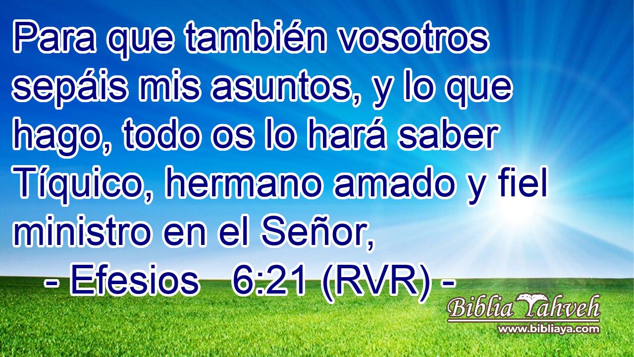 Para que también vosotros sepáis mis asuntos, y lo que hago, todo os lo hará saber Tíquico, hermano amado y fiel ministro en el Señor,