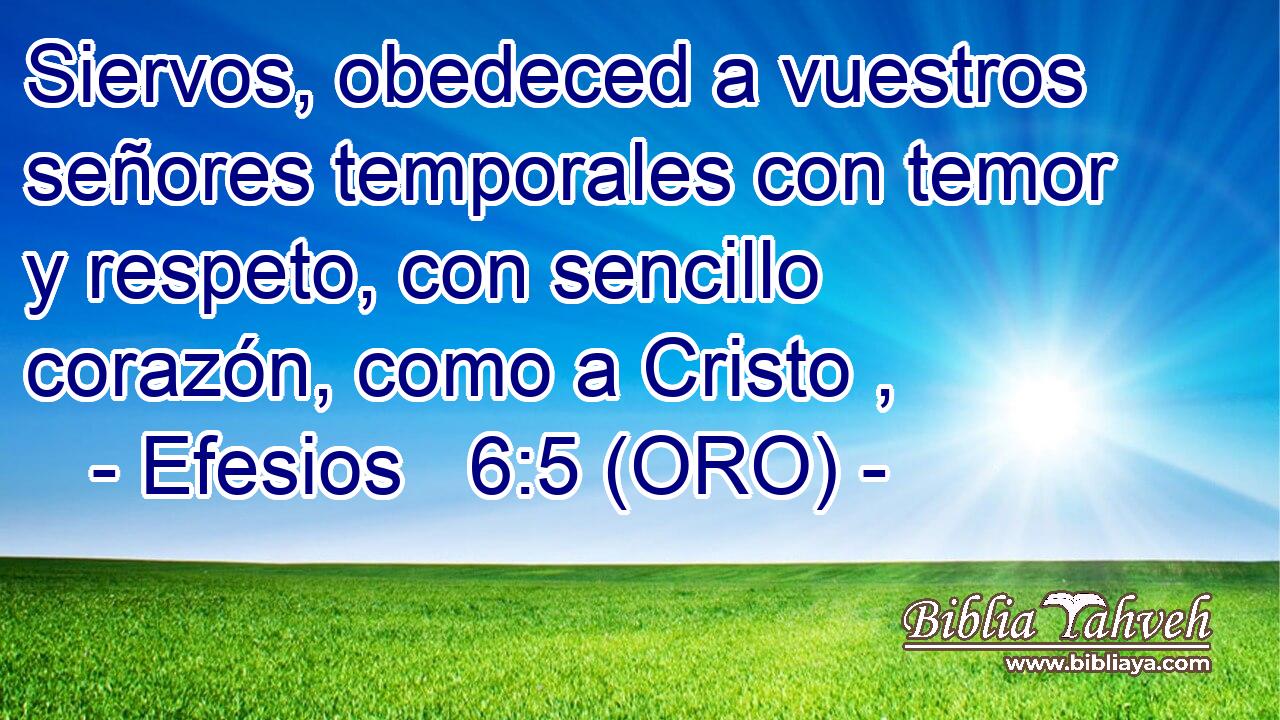  Siervos, obedeced a vuestros señores temporales con temor y respeto, con sencillo corazón, como a Cristo , 