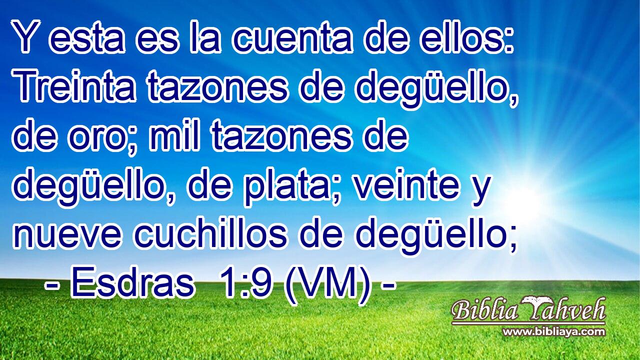  Y esta es la cuenta de ellos: Treinta tazones de degüello, de oro; mil tazones de degüello, de plata; veinte y nueve cuchillos de degüello; 