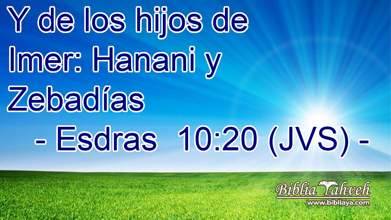 Y de los hijos de Imer: Hanani y Zebadías
