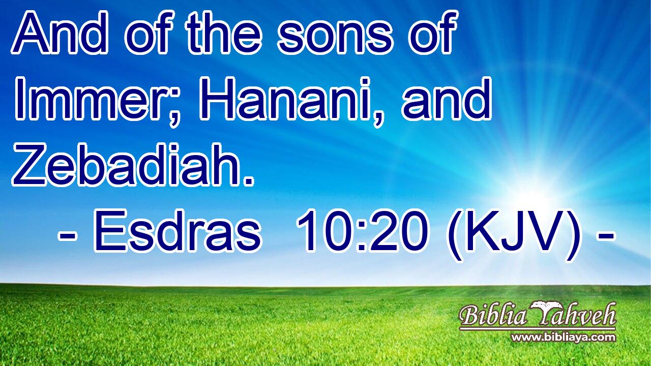 And of the sons of Immer; Hanani, and Zebadiah.