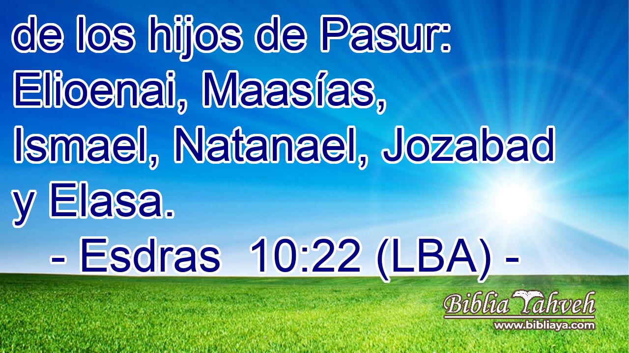 de los hijos de Pasur: Elioenai, Maasías, Ismael, Natanael, Jozabad y Elasa.