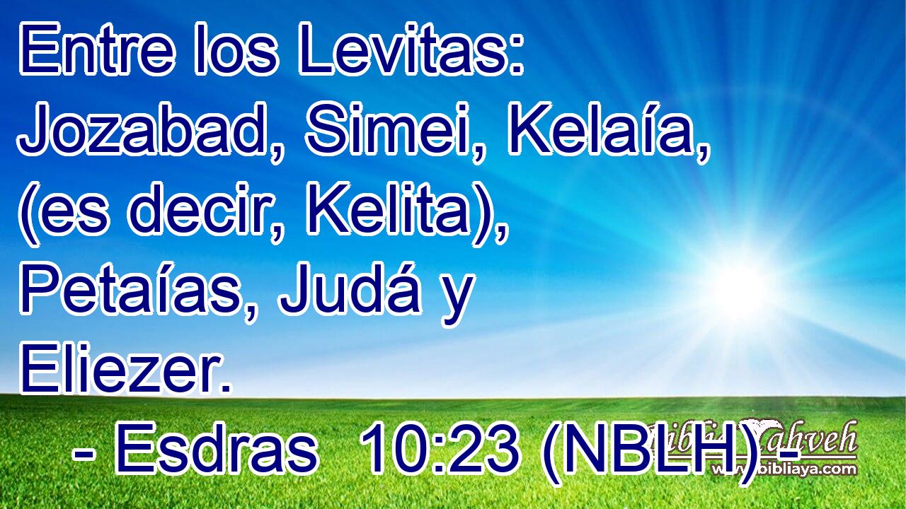 Entre los Levitas: Jozabad, Simei, Kelaía, (es decir, Kelita), Petaías, Judá y Eliezer. 