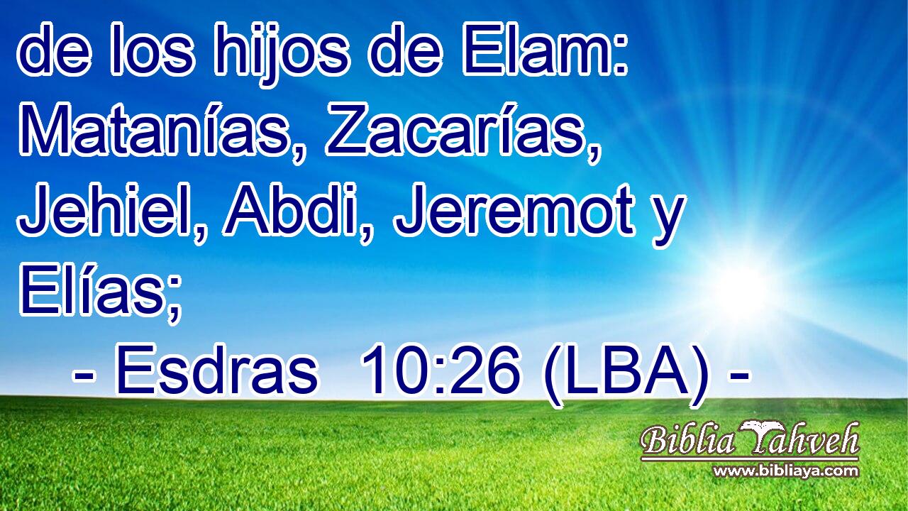 de los hijos de Elam: Matanías, Zacarías, Jehiel, Abdi, Jeremot y Elías;