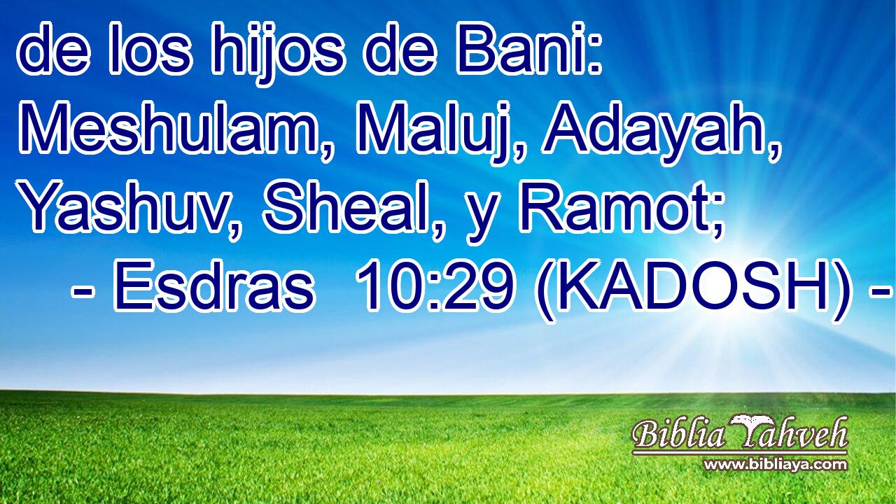  de los hijos de Bani: Meshulam, Maluj, Adayah, Yashuv, Sheal, y Ramot; 