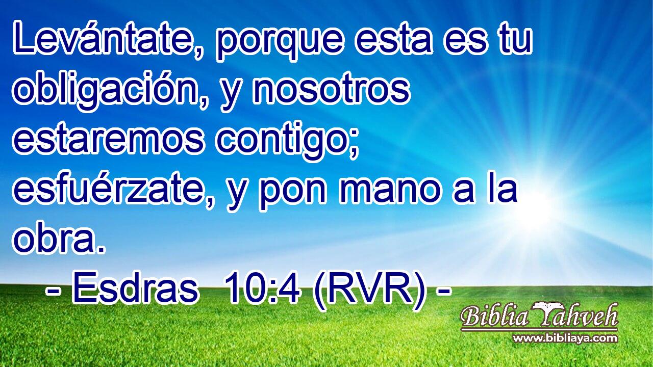 Levántate, porque esta es tu obligación, y nosotros estaremos contigo; esfuérzate, y pon mano a la obra.