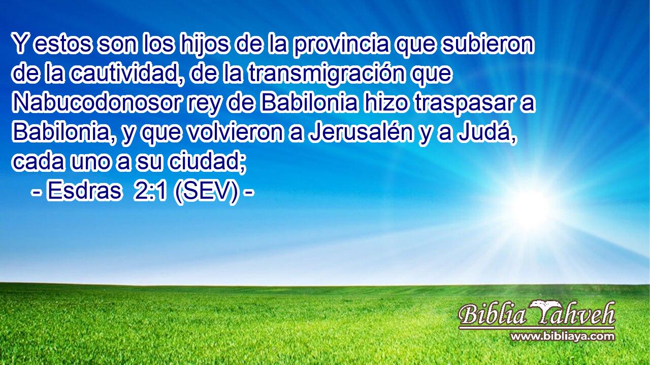 Y estos son los hijos de la provincia que subieron de la cautividad, de la transmigración que Nabucodonosor rey de Babilonia hizo traspasar a Babilonia, y que volvieron a Jerusalén y a Judá, cada uno a su ciudad;