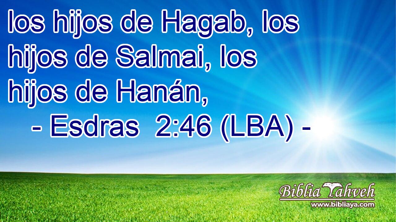 los hijos de Hagab, los hijos de Salmai, los hijos de Hanán,