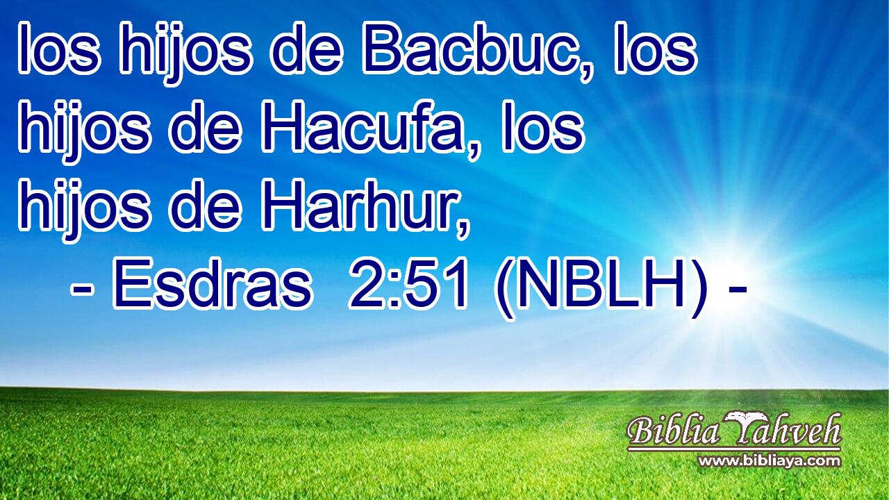  los hijos de Bacbuc, los hijos de Hacufa, los hijos de Harhur, 
