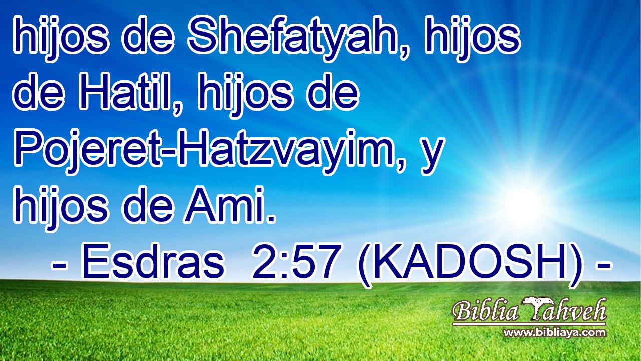  hijos de Shefatyah, hijos de Hatil, hijos de Pojeret-Hatzvayim, y hijos de Ami. 