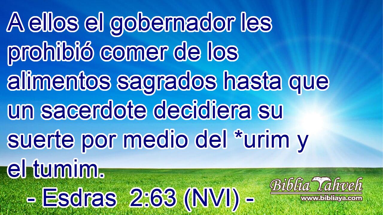  A ellos el gobernador les prohibió comer de los alimentos sagrados hasta que un sacerdote decidiera su suerte por medio del *urim y el tumim. 