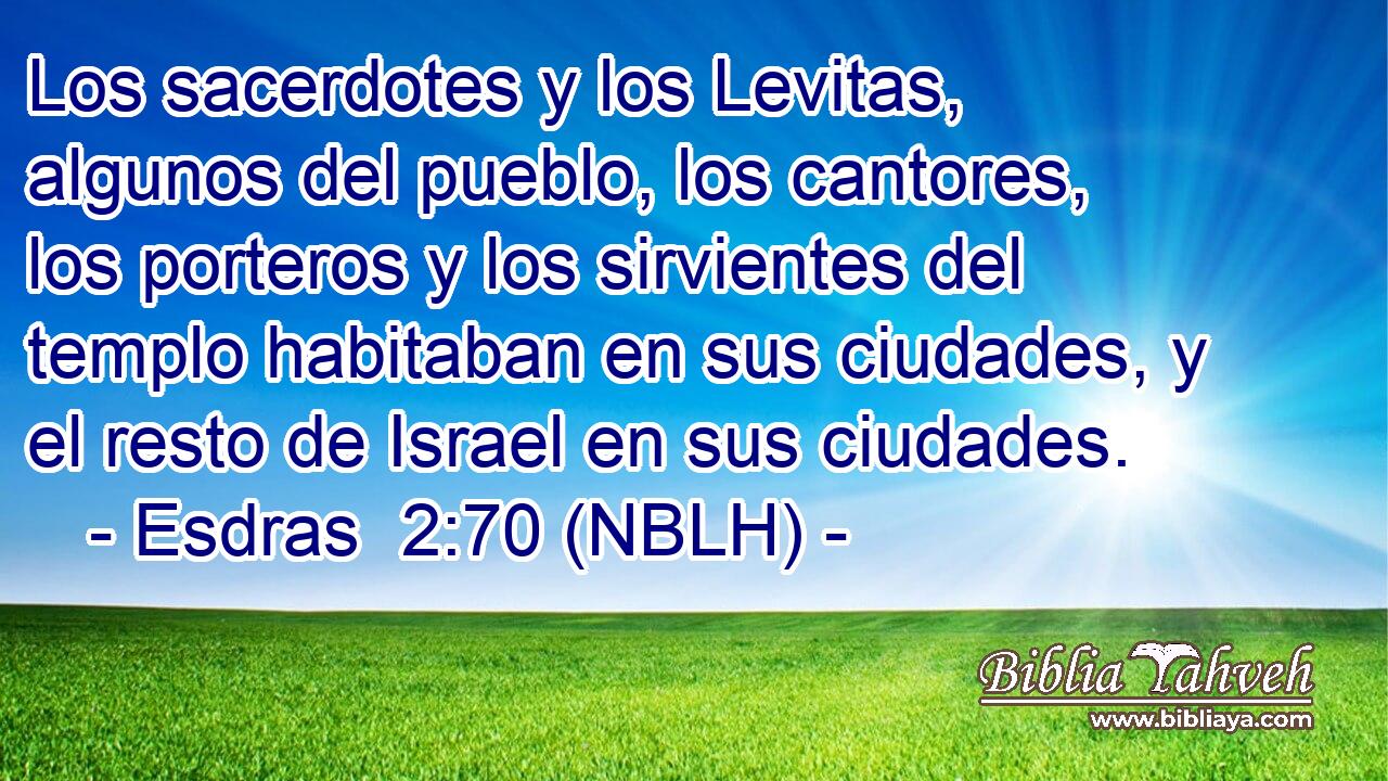  Los sacerdotes y los Levitas, algunos del pueblo, los cantores, los porteros y los sirvientes del templo habitaban en sus ciudades, y el resto de Israel en sus ciudades. 