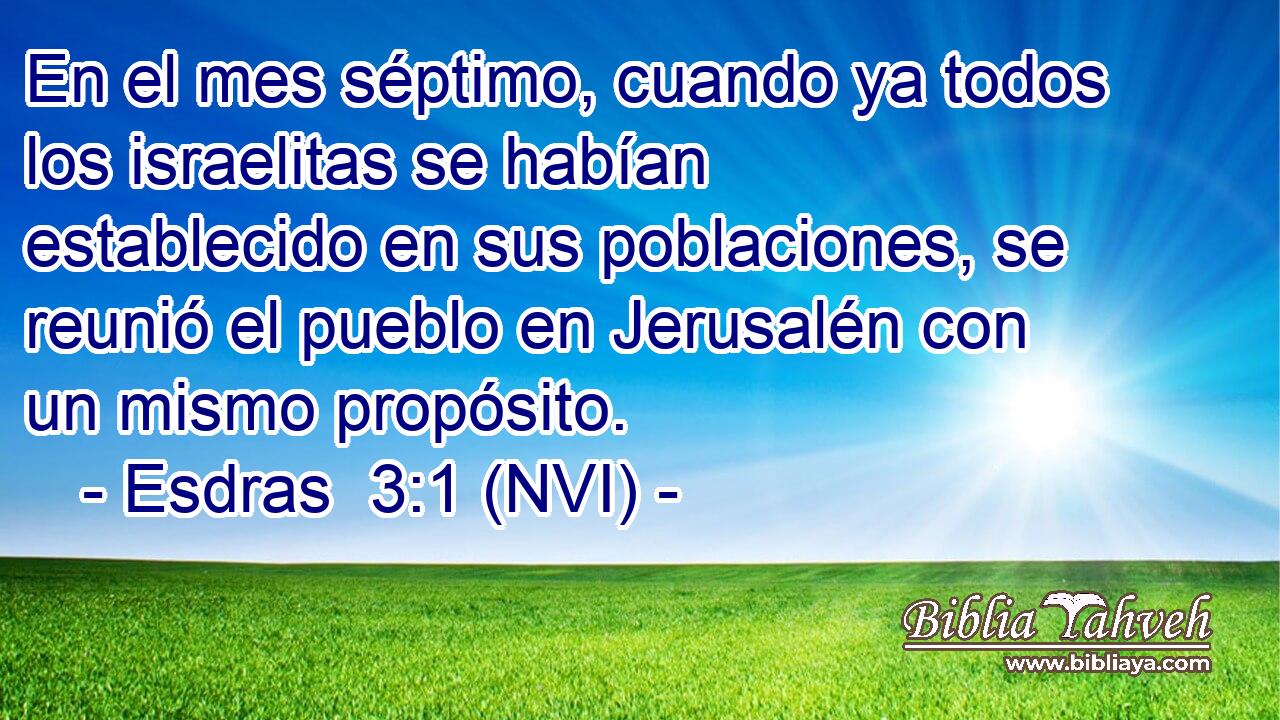  En el mes séptimo, cuando ya todos los israelitas se habían establecido en sus poblaciones, se reunió el pueblo en Jerusalén con un mismo propósito. 